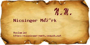 Nicsinger Márk névjegykártya